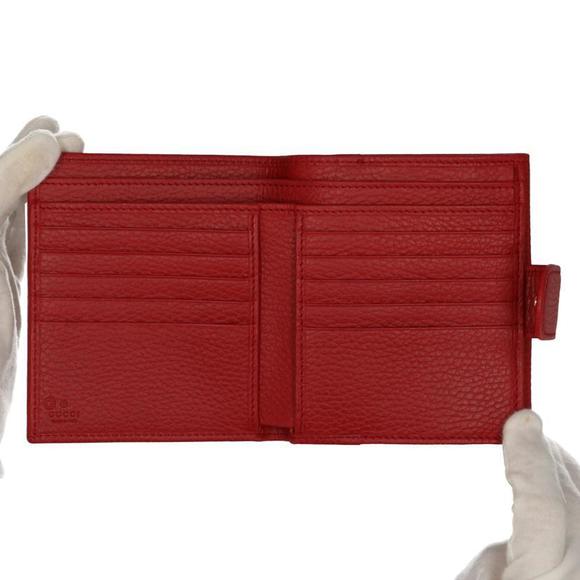 Gucci Interlocking G W Hook Leather Bi-Fold Wallet Red - Picture 4 of 7